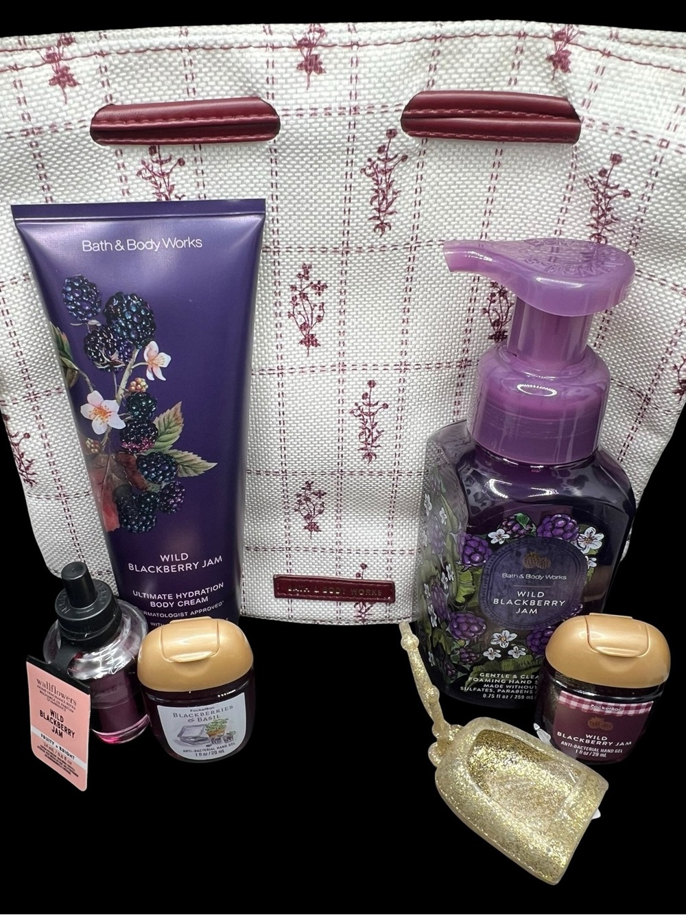 BBW Wild Blackberry Jam Premium 8pc Set w/ Toiletry Bag